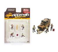 American Diorama Off-Road Adventure 6 Piece Diecast Set (4 Male Figurines and 2 Accessories) Ltd Ed to 4800 pcs for 1/64 Scale Models 76492