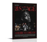 American Dream-21 Savage Anti Splash Art Posters Living Room And Bedroom Hanging Paintings Suitable for Multiple Scenarios No Need for Punching Easy to Install Suitable for Gifts And Personal UseFrame