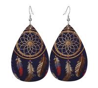 American Dream Catcher Leather Earrings for Women Teardrop Earrings Lightweight Dangle Drop Earrings Cute Jewelry Gift