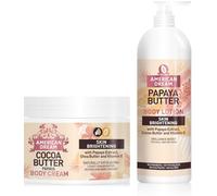 American Dream Cocoa Butter Papaya Body Cream & Papaya Butter Body Lotion for Skin Brightening Duo Set. 2 Full sized products