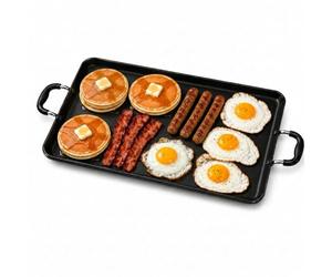 American Dream Home 19.2" x 11.6" Heavy Duty Double Griddle - Large Double Burner Flat Griddle Pan, Even Heat Cooking Surface for Pancakes, Roti, Eggs & Grill Cooking