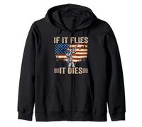 American Duck Hunter If It Flies It Dies USA Duck Hunting Zip Hoodie