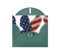American Eagle and Flag Dark Green prints Greeting Cards 6x4-inch with Envelope | Perfect for writing greetings and thank-you notes