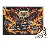 American Eagle Biker Jigsaw Puzzles 1000 Pieces Using Premium Cardboard Centenary Jigsaws for Cognitive Stimulation in Team Building Games 70x50cm/1000pcs