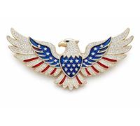 American Eagle Brooch Pin, Patriotic USA Flag Rhinestone Lapel Pin for Men