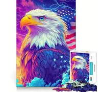 American Eagle Flag Jigsaw Puzzles for Teenagers 1000 Mental Fun Game Clean Seamless Connection Engaging Way to Pass Free Hours (50x75cm)