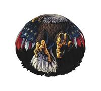 American Eagle Flag Print Premium Double Layer Shower Cap For Women With Reusable Shower Cap For Hair - Waterproof Plastic Cap - Shower Caps For Long, Short And Curly Hairs