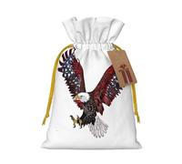 American Eagle Flag Printed Christmas Drawstring Gift Bags-Xmas Wrapping Bags,Candy Bag,For Holiday Party Decorations,Wedding Party Supplies S Yellow Christmas Ribbon