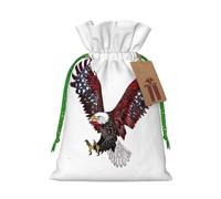 American Eagle Flag Printed Christmas Drawstring Gift Bags-Xmas Wrapping Bags,Candy Bag,For Holiday Party Decorations,Wedding Party Supplies S Green Christmas Ribbon