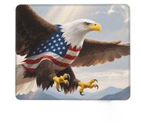 American Eagle Flag Small Mouse Pad 7.9 X 9.5 in Non-Slip Rubber Base Mouse Mat Waterproof Square Gaming Mousepad for Wireless Mouse Computers Laptop Home Office Travel