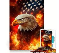 American Eagle in Flames Adults 1000 Piece Jigsaw Puzzle Recall Fun Play Premium Laser Cut Quality Quiet Time Mind Exercise at Home (38x52cm)