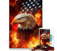 American Eagle in Flames Jigsaw Puzzles1000 Pieces Cognitive Boost Fun Burr Free Clean Cut Pieces Holiday Indoor Entertainment Toy (50x75cm)