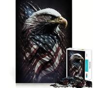 American Eagle on USA Flag 1000 Piece Adult Puzzles Mental Focus Game High Accuracy Cutting Craft Bonding Activity for Loved Ones (50x75cm)