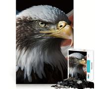 American Eagle on USA Flag 1000 Piece Jigsaw Puzzles Memory Train Fun Smooth Burr Free Surface Entertaining Challenge for Spare Time (38x52cm)