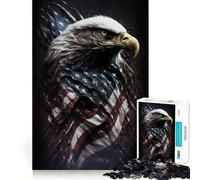 American Eagle on USA Flag Adult Jigsaw1000 Pieces Mental Recall Game High Accuracy Cutting Craft Quiet Time Mind Exercise at Home (38x26cm)