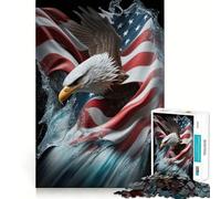 American Eagle on USA Flag Jigsaw for Adults 1000 Pieces Think Skill Game High Precision Die Cut Entertaining Challenge for Spare Time (38x26cm)
