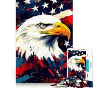 American Eagle Patriotic Art Jigsaw Puzzles for Teenagers 1000 Mental Fun Game Clean Seamless Connection Engaging Way to Pass Free Hours (50x75cm)