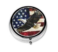American Eagle Pill Box Organizer - Round Pill Box, Daily Portable Pharmaceutical Vitamin Box