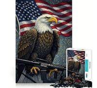 American Eagle Rifle Flag 1000 Jigsaw Puzzle Cognitive Fun Play Clean Cut Sturdy Components Quiet Time Mind Exercise at Home (38x52cm)