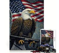American Eagle Rifle Flag 1000 Piece Jigsaw Puzzle for Adults Logical Think Soft Distraction Seamless Lock Festive Present (50x75cm)