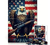 American Eagle Rifle Flag 1000 Piece Jigsaw Puzzles for Adults Teenagers Focus Training Quiet Recreation Fine Edges Joyful Xmas (38x26cm)