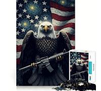 American Eagle Rifle Flag 1000 Piece Puzzle For Teenagers Mind Skill Play Laser Cut for Flawless Fit Relaxing Indoor Group Activity (50x75cm)