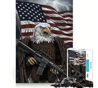American Eagle Rifle Flag 1000 Piece Teenager Puzzles Cognitive Boost Fun Tight Lock No Loose Pieces Engaging Way to Pass Free Hours (38x26cm)