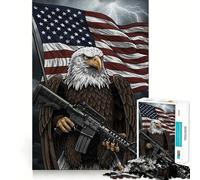 American Eagle Rifle Flag Adult Jigsaw1000 Pieces Mind Boost Game Premium Laser Cut Quality Relaxing Indoor Group Activity (50x75cm)