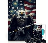 American Eagle Rifle Flag Adult Jigsaw1000 Pieces Mind Boost Game Premium Laser Cut Quality Relaxing Indoor Group Activity (38x52cm)