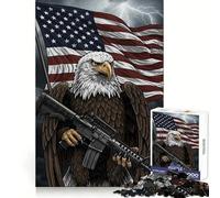 American Eagle Rifle Flag Jigsaw for Teenagers 1000 Pieces Mind Exercise Soft Distraction Exact Cut (38x52cm)