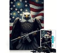 American Eagle Rifle Flag Jigsaw Puzzle 1000 Piece Focus Boost Fun Advanced Laser Cutting Tech Travel-friendly Brain Game Gift (38x26cm)