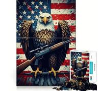 American Eagle Rifle Flag Jigsaw Puzzle 1000 Piece Mind Train Fun Burr Free Clean Cut Pieces Absorbing Activity for Quiet Nights (50x75cm)