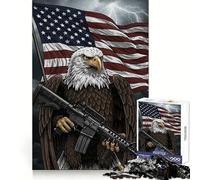 American Eagle Rifle Flag Jigsaw Puzzles 1000 Pieces for Teenagers Thought Training Easy Enjoyment Uniform Cut Chic Xmas Gift (50x75cm)