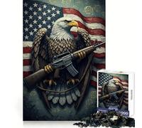 American Eagle Rifle Flag Teenagers 1000 Pieces Puzzle Recall Power Restful Pleasure Precise Edges Bday Surprise (38x26cm)