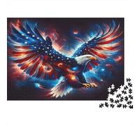 American Eagle Wings 1000 Pieces Jigsaw Puzzle for Adults, Eco-Friendly Paper, Non-Reflective Surface, US Flag Eagle, Stress Relief Meditation Tool, for Men & Women 70x50cm/1000pcs