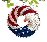 American Eaglee Wreath - 16″ Red White Blue Garland, Independence Day Front Door Swag, Patriotic Bald Eagle Decor For Home, July 4th Flag Ring For Outdoor Porch, Memorial Day