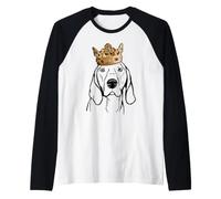 American English Coonhound Dog Wearing Crown Raglan Baseball Tee