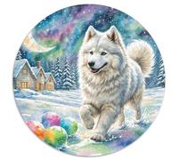 American Eskimo Dog 1000 Piece Jigsaw Puzzle for Women, Men Animal Theme Brainteasing Jigsaws Educational Games Great Gift 1000pcs (67.5x67.5cm)