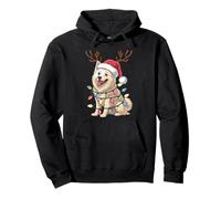 American Eskimo Dog Christmas Lights Santa Xmas Dogs Pullover Hoodie
