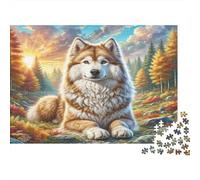 American Eskimo Dog Jigsaw Puzzles for The Whole Family - Fluffy Dog in Forest 1000Pc Challenging Game for Adults Kids, Women & Men Gift 52x38cm/1000pcs