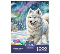 American Eskimo Dog Jigsaw Puzzles Puzzle for Adults Kids. 1000 Piece Great Gifts Challenge Toy Educational Game Home Decoration for Adults& Kids Age 14 Years Up 70x50cm/1000pcs
