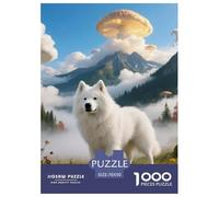 American Eskimo Dog Jigsaw Puzzles Puzzle for Adults Kids. 1000 Piece Great Gifts Challenge Toy Educational Games Home Decoration for Adults& Kids Age 14 Years Up 70x50cm/1000pcs