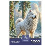 American Eskimo Dog Jigsaw Puzzles Puzzle for Adults Kids. 1000 Pieces Great Gifts Challenge Toy Educational Games Home Decoration for Adults& Kids Age 14 Years Up 38x26cm/1000pcs