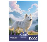 American Eskimo Dog Jigsaw Puzzles Puzzles for Adults Kids. 1000 Piece Great Gifts Challenge Toy Educational Game Home Decoration for Adults& Kids Age 14 Years Up 70x50cm/1000pcs