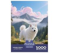 American Eskimo Dog Jigsaw Puzzles Puzzles for Adults Kids. 1000 Piece Great Gifts Challenge Toy Educational Games Home Decoration for Adults& Kids Age 14 Years Up 70x50cm/1000pcs
