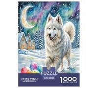 American Eskimo Dog Jigsaw Puzzles Puzzles for Adults Kids. 1000 Pieces Great Gifts Challenge Toy Educational Games Home Decoration for Educational Games Gifts 38x26cm/1000pcs