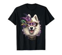 American Eskimo Dog Mardi Gras Value Graphic T-Shirt, Men, Black, XL