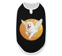 American Eskimo Dog Running Angel Wings Dog Shirts Patterned Pet Clothes Tank Top Sleeveless T-Shirt for Cats Puppy L