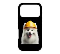 American Eskimo Dog Yellow Hard Hat Construction Worker Crew Case for iPhone 17 Pro