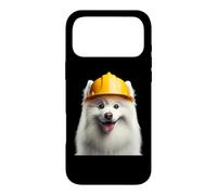 American Eskimo Dog Yellow Hard Hat Construction Worker Crew Case for iPhone 17 Pro Max